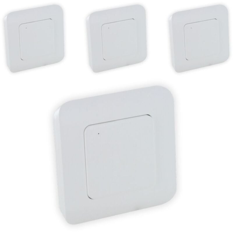 Dio Connected Home - Lot de 4 interrupteurs sans fil simple DiO On/Off - IP20 - 50m de portée - Blanc - Chacon