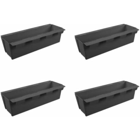 Lot de 4 Jardinières en Plastique pour palettes ARTECSIS Bacs à Fleurs Décoration Jardin 9x36.8x9.5cm - Rectangulaire - Anthracite - Anthracite