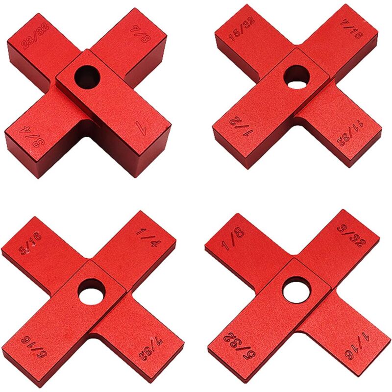 Lot de 4 jauges de mesure de la hauteur en croix pour scie de table, jauge de profondeur de table de routeur, bloc de mesure pour machine de gravure