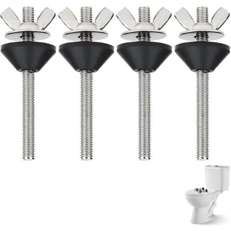 Lot de 4 joints de réservoir de toilette, vis de chasse d'eau à poêle, boulons de chasse d'eau, kit de fixation en acier inoxydable pour réservoir de toilette et bidet, M6 100 mm pour raccord