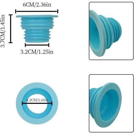 Lot de 4 joints de tuyau de vidange en silicone déodorant, bouchon de joint de tuyau de vidange de machine à laver, pour joint d'égout de tuyau de blanchisserie de cuisine de salle de bain (bleu)