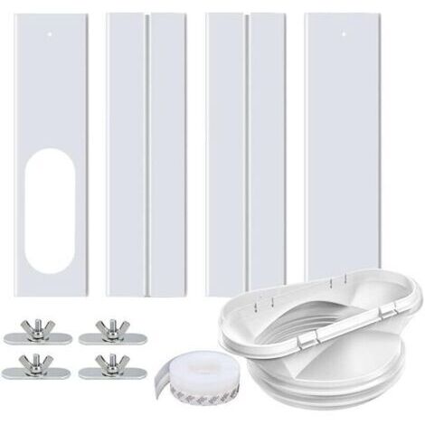 Lot de 4 Kit Calfeutrage Climatiseur Mobile, Joint Porte Fenetre Climatiseur Mobile, avec Interface Plate de 13 cm et Autocollant Coupe-vent, Joint de Fenêtre 400 CM pour Climatisation Mobile