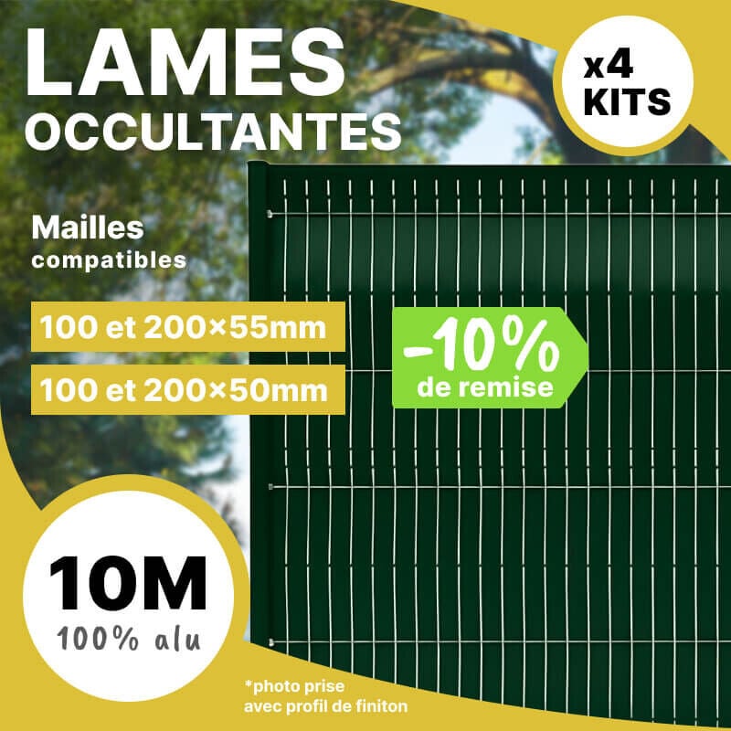 Lot de 4 kits de lames d'occultation alu - longueur 10m - 1m03 - RAL6005 Aluhome