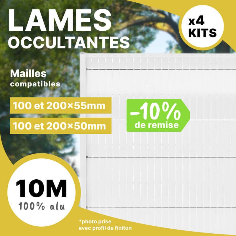 Lot de 4 kits de lames d'occultation alu - longueur 10m - 1m03 - RAL9010 Aluhome