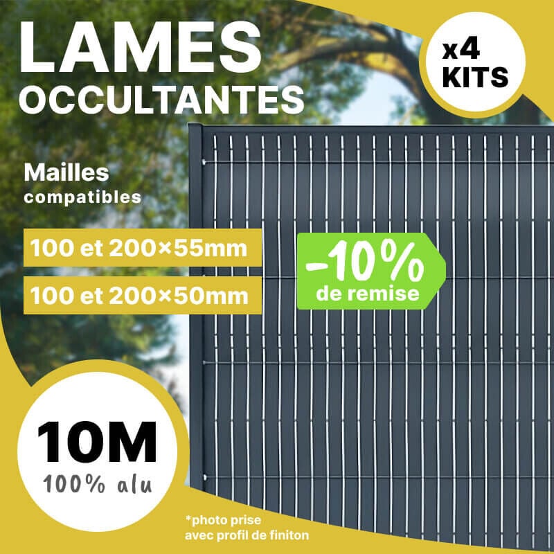 Lot de 4 kits de lames d'occultation alu - longueur 10m - 1m03 - RAL7016 - ALUHOME