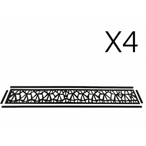 Lot de 4 lames décoratives horizontales en aluminium ajouré PRISM pour clôture composite + cadre