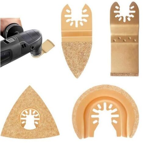 Lot de 4 lames scie multifonction pour carrelage et mortier - Lames oscillantes béton pierre Accessoire Multimaster universel
