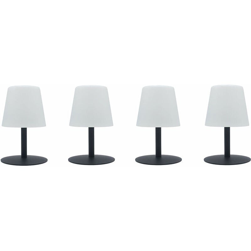 Lot de 4 Lampe de table sans fil LED STANDY MINI Rock Gris Acier H25CM