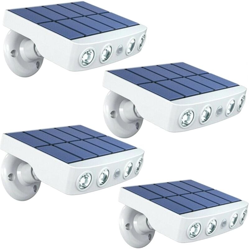 Lot de 4 - Lampe projecteur solaire extérieur étanche avec détecteur de mouvement - Panneau a recharge rapide