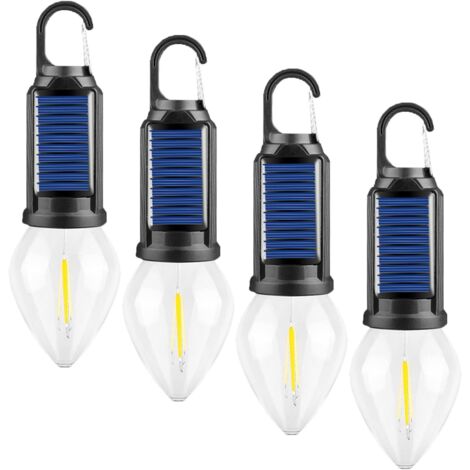 Lot de 4 lampes de camping à LED rechargeables par USB, éclairage de tente d'extérieur (type pointu)
