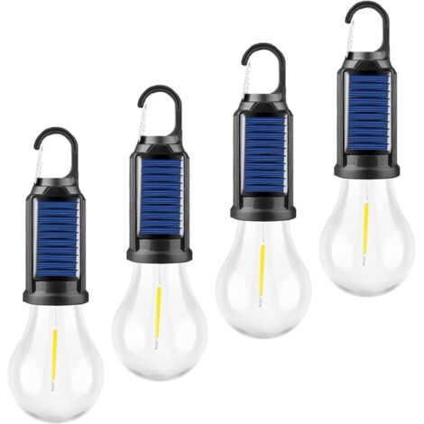 Lot de 4 lampes de camping à LED rechargeables par USB, éclairage de tente extérieur (tête ronde)