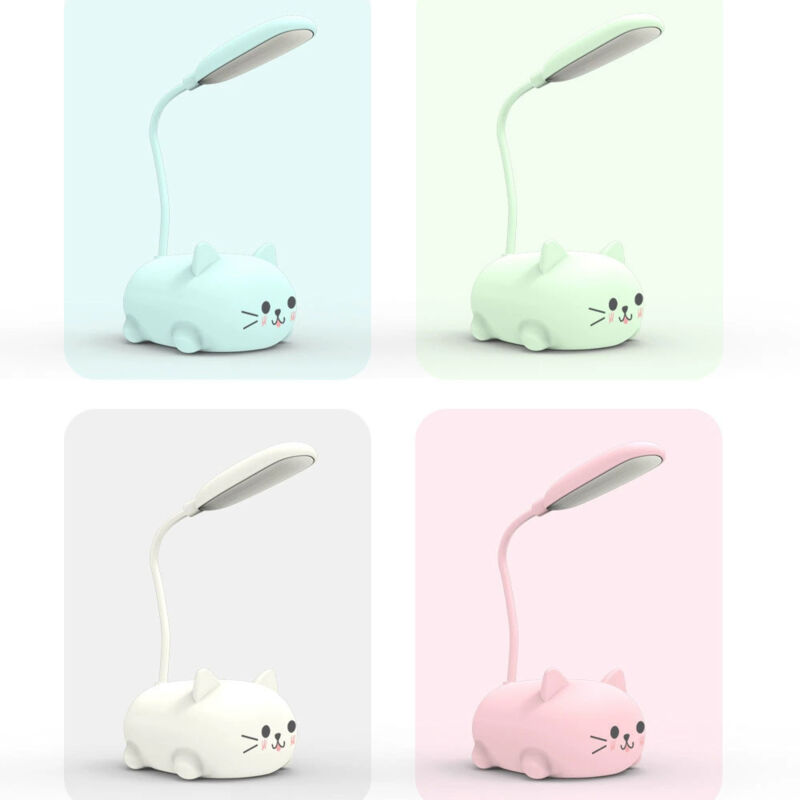 Lot de 4 lampes de lecture pour chaton, rechargeables par usb, lampe de bureau pliable pour animaux pour apprendre à lire et protéger la vue