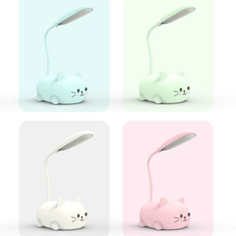Lot de 4 lampes de lecture pour chaton, rechargeables par USB, lampe de bureau pliable pour animaux pour apprendre à lire et protéger la vue