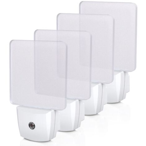 Lot de 4 lampes de nuit LED enfichables avec capteur de lumière, lumière de nuit blanche chaude, dusk to dawn pour salle de bain, hallway, chambre à coucher, salle de séjour, liste UL