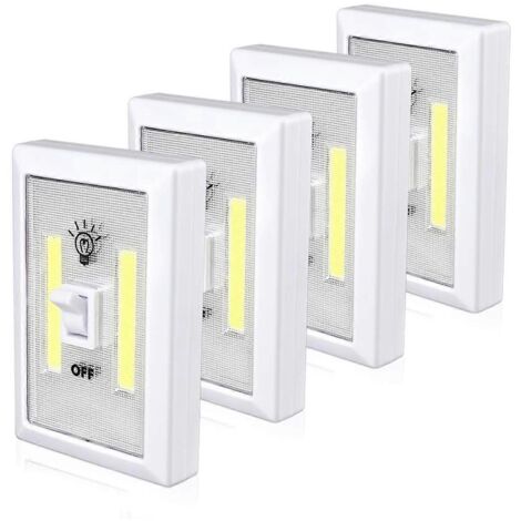 Lot de 4 lampes de placard, lampe tactile à piles, lampe à interrupteur lumineuse