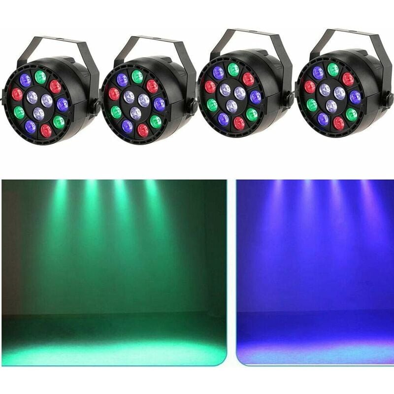Lot de 4 lampes de scène 15 w led rgb Flat par Light dmx Stage Lighting 7 Control Channel led Disco Ball Party Lighting Headlight