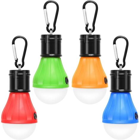 Lot de 4 lampes LED de camping, randonnée, pêche, éclairage de secours étanche, alimenté par batterie, éclairage LED intérieur et extérieur.