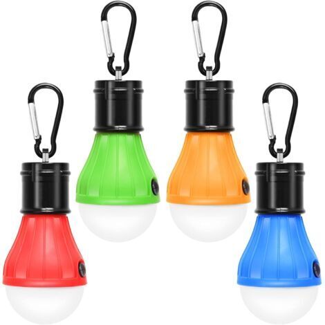 Lot de 4 lampes LED de camping, randonnée, pêche, éclairage de secours étanche, alimenté par batterie, éclairage LED intérieur et extérieur.