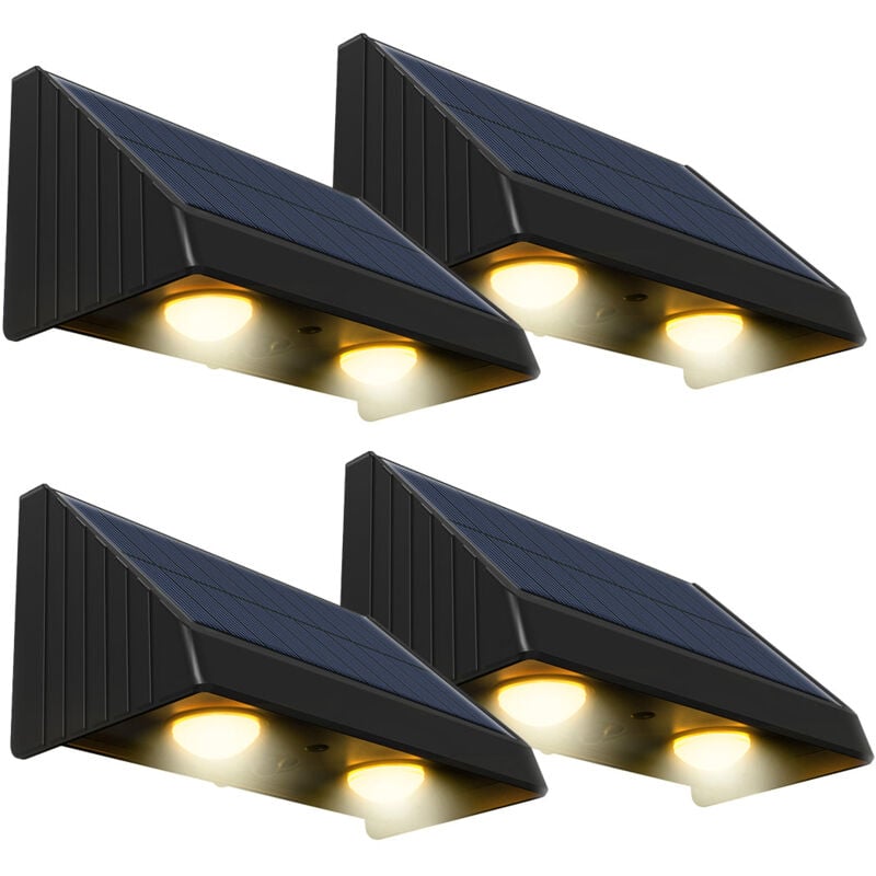 Lot de 4 lampes murales solaires kyla Noir Plastique H6cm