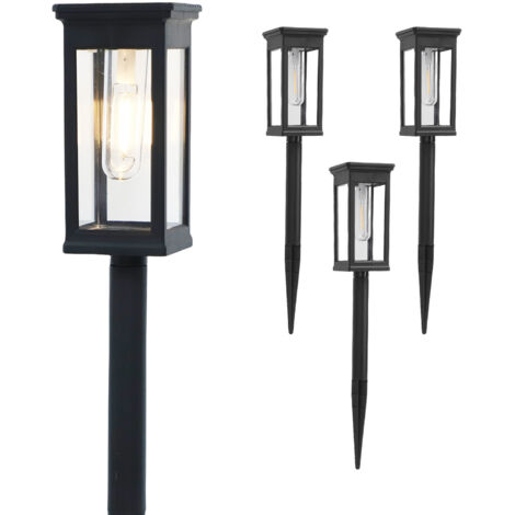 Lot de 4 lampes solaires de jardin hautes pour allées et terrasses, avec panneau solaire et autonomie de 10 heures. Idéales pour les jardins, allées et entrées de garage.