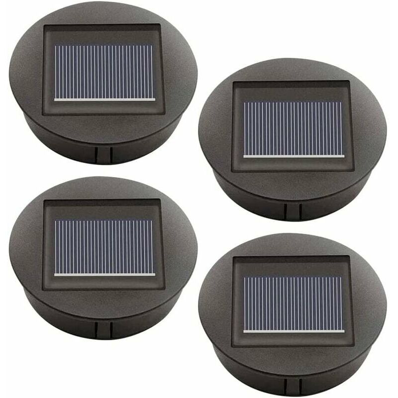 Lot de 4 lampes solaires de rechange avec ampoules LED, remplacement des lampes solaires supérieures, couvercle de lanterne de panneau solaire LED