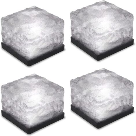 Lot de 4 lampes solaires en forme de rocher de glace, étanches IP68, pour la décoration de jardin.