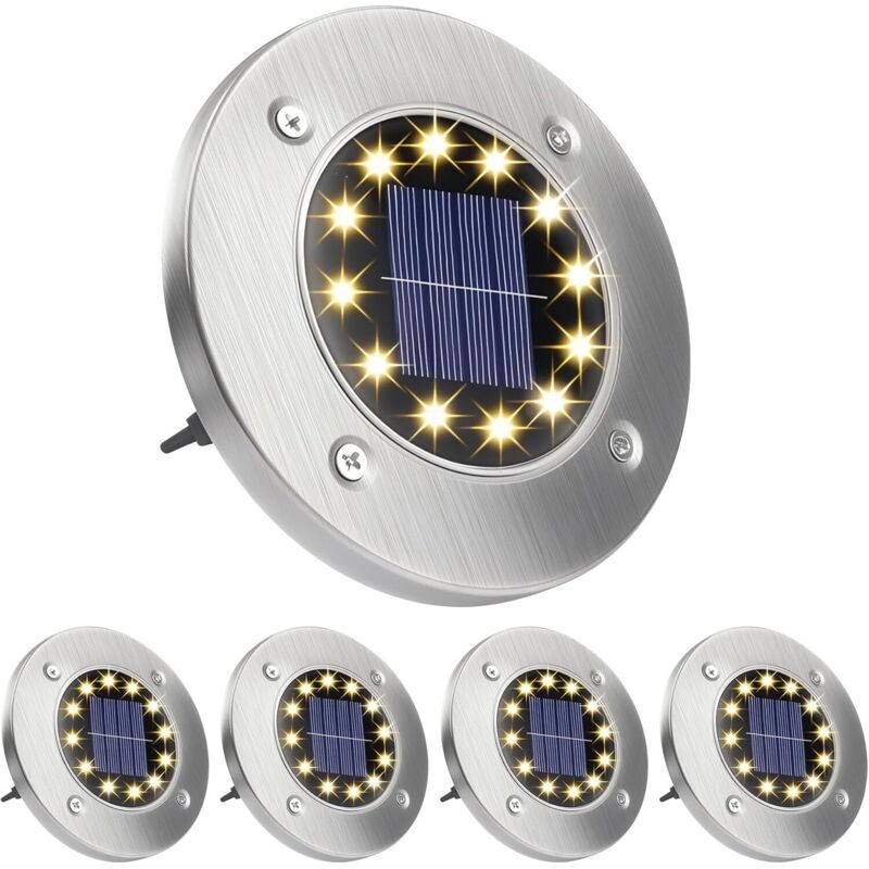 Lot de 4 lampes solaires IP65 Étanche Pour pelouse, chemin de jardin, cour