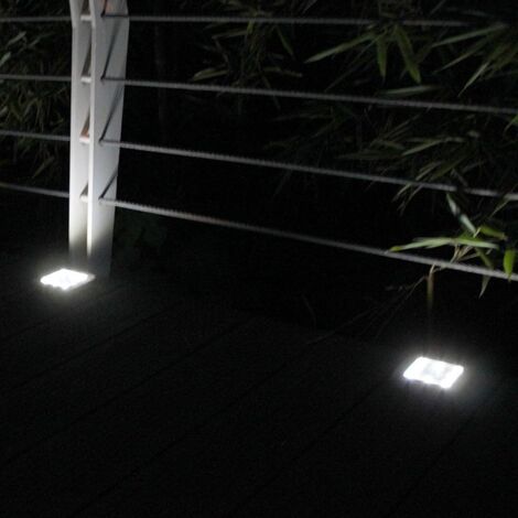 Lot de 4 lampes solaires LED carrées encastrables pour jardin, terrasse ou allée - Lumière blanche
