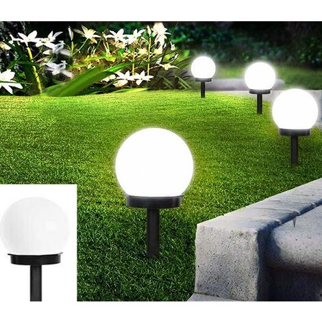 Lot de 4 lampes solaires LED de jardin avec piquet de sol, hauteur 34 cm