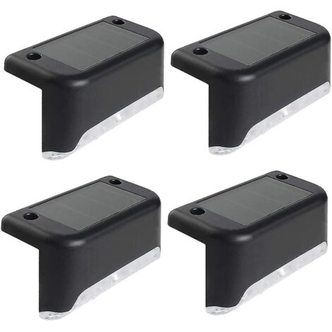 Lot de 4 lampes solaires LED noires étanches pour marches et clôtures extérieures