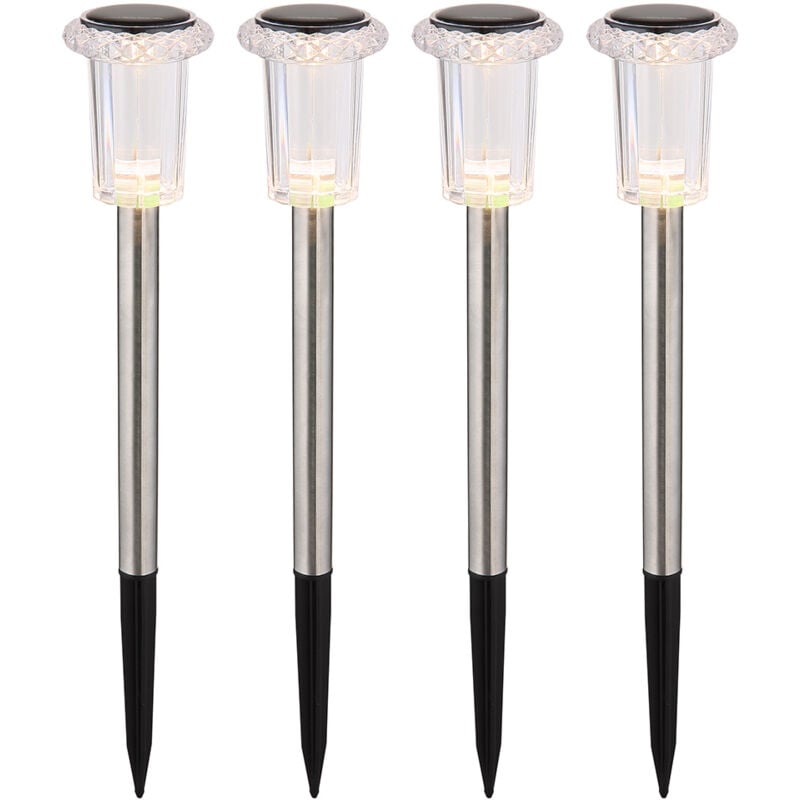 Lot de 4 lampes solaires LED pour chemin d'extérieur, éclairage de jardin H 33 cm