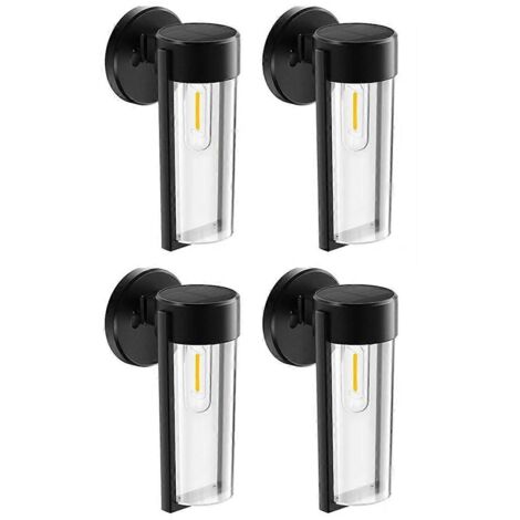 Lot de 4 lampes solaires murales LED pour la décoration de jardin, poteaux et porches.