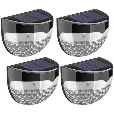 Lot de 4 lampes solaires pour clôture  Éclairage décoratif de jardin  Applique murale extérieure LED sans fil  Idéale pour allées, terrasses, escaliers