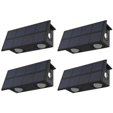 Lot de 4 lampes solaires ultra-lumineuses pour porte, clôture et mur, résistantes à l'eau, pour jardin.