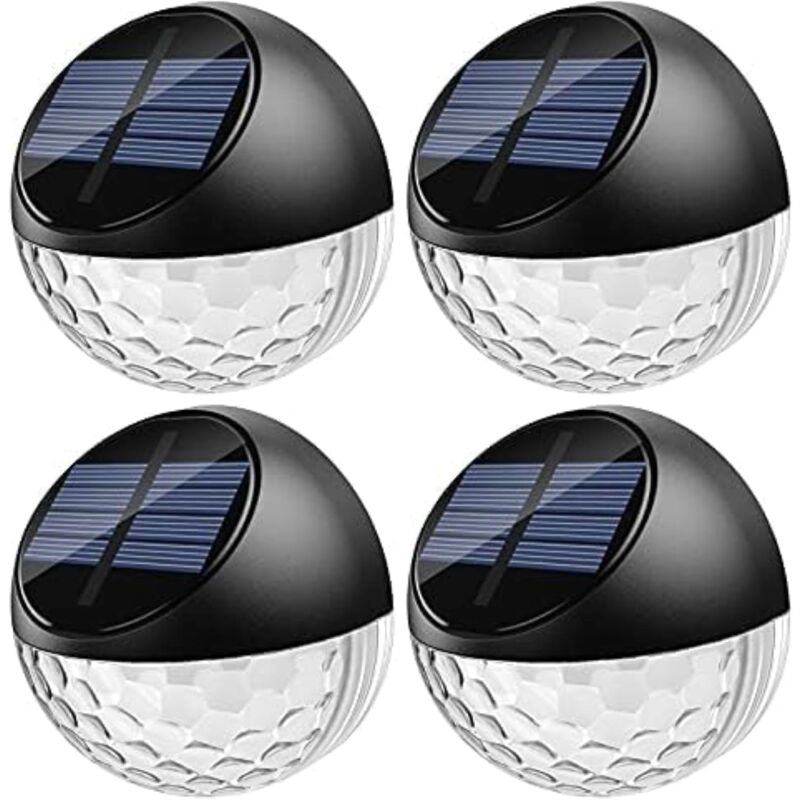 Lot de 4 LED Lampes Solaire Applique Murale Extérieur IP65 Étanche Éclairage Décorative Lumière Blanc Chaud, Lampe de Clôture Mur Terrasse Jardin