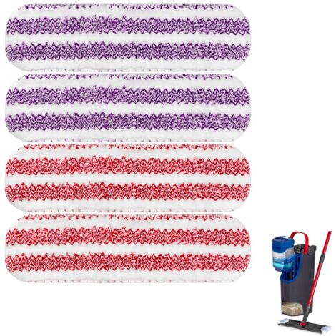 Lot de 4 lingettes de balai en microfibre pour Vileda/O-Cedar H2PrO, lavables, 2 couleurs