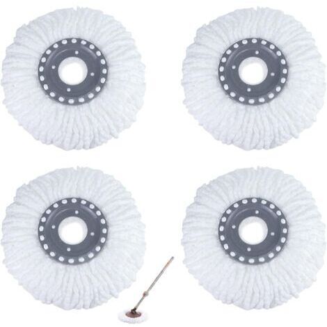 Lot de 4 lingettes de rechange universelles pour balai à franges, absorption d'eau et de saleté à 360°, pour le nettoyage des sols stratifiés, parquets, carrelages, marbres et autres (38 cm)