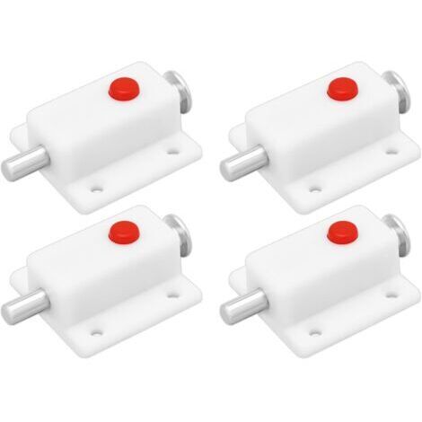 Lot de 4 Loquets de Porte Automatiques à Ressort en Plastique Blanc pour Portes d'armoires Portes de Garde-robe Berceaux Fenêtres