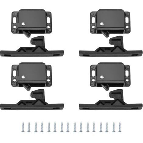 Lot de 4 loquets de porte d'armoire Loquets de tiroir, loquet à pousser pour fermer accessoires Loquet passivé en plastique pour camping-car caravane placards portes coulissantes pour maison cui