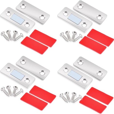 Lot de 4 loquets magnétiques ultra fins pour porte d'armoire