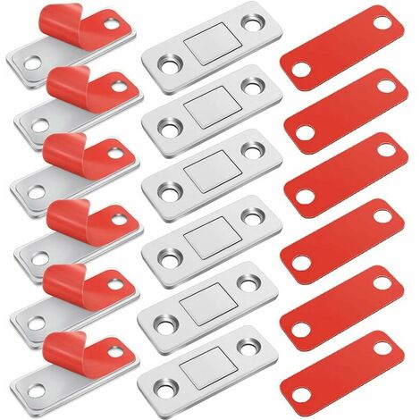 Lot de 4 loquets magnétiques ultra minces en acier inoxydable pour porte de placard de cuisine, armoire, tiroir