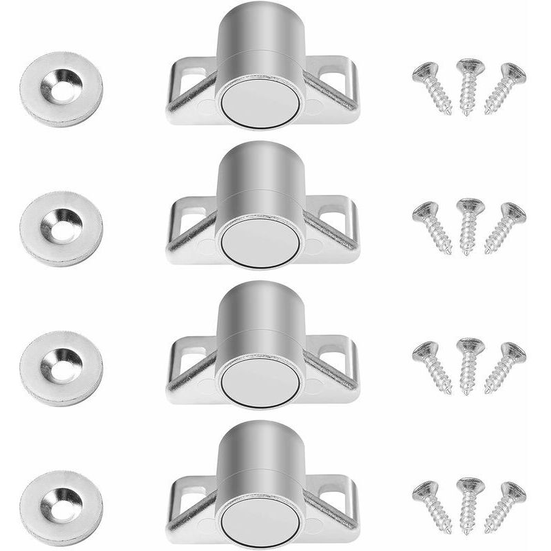 4 Pièces Loquets Magnétiques pour Placard de Cuisine ou Penderie (Argent)