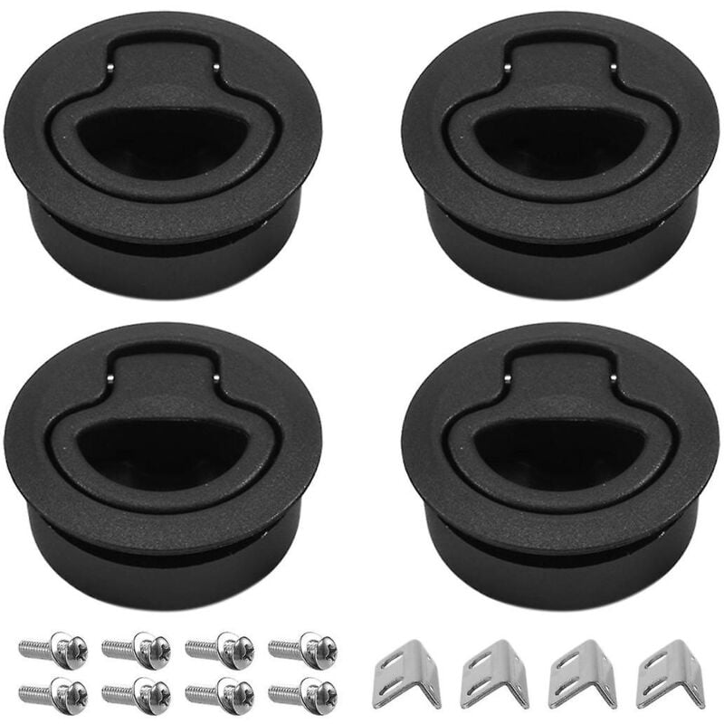 Lot de 4 loquets ronds noirs pour trappe de pont de bateau de camping-car
