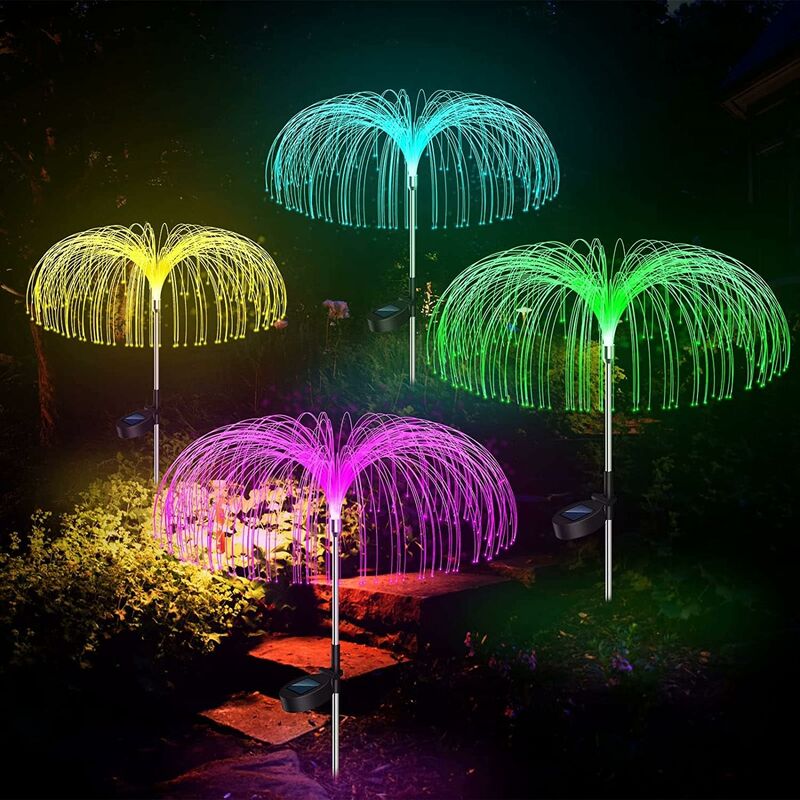 Lot de 4 Lumière Solaire Extérieur, 4 Pièces Lampe Solaire Jardin Étanche 7 Couleurs Changeantes Lampes Solaires Lumière Décoratives pour Mariage,