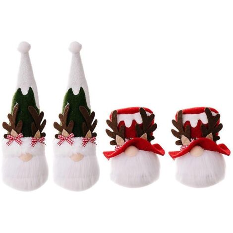 Lot de 4 Lutins Scandinaves Artisanaux pour Décoration de Noël Sapin Lumineux