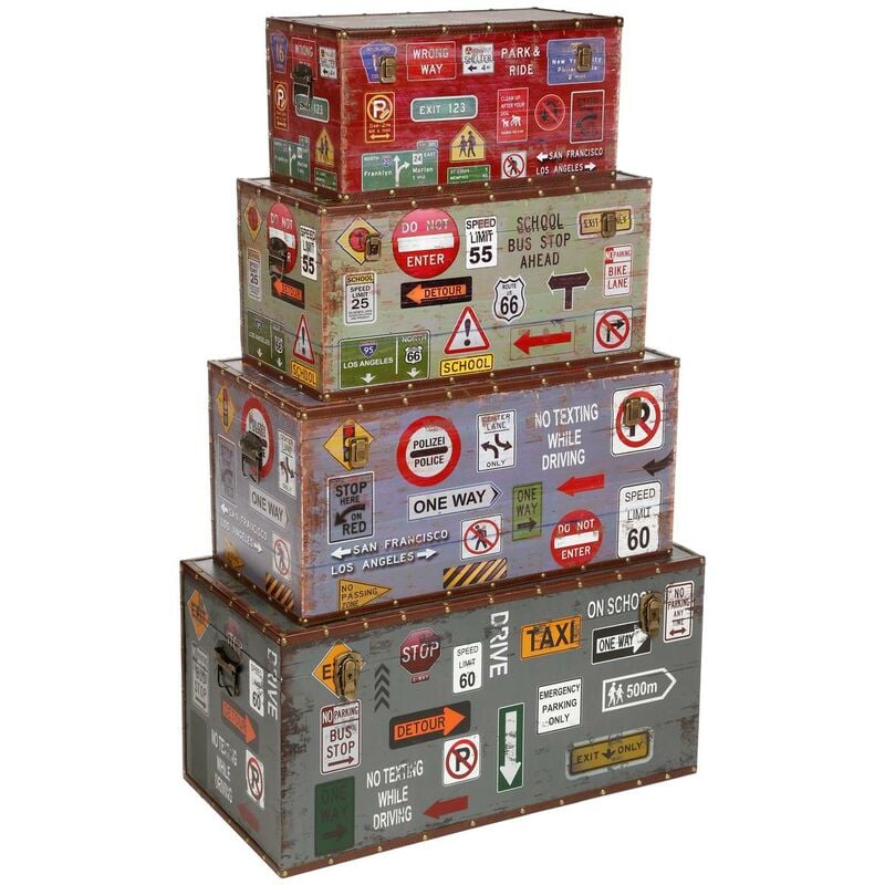 Malles décor city lot de 4 Atmosphera