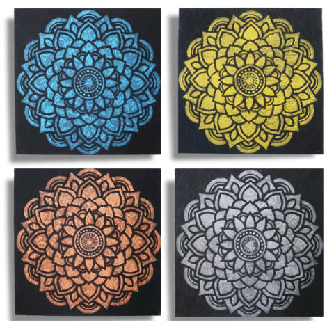 Lot de 4 Mandala Brocart Détail 30x30cm- Vendu par 1