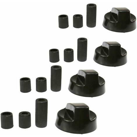 Lot de 4 manettes noire universelle (21815, EBYKNB35X4) Plaque de cuisson