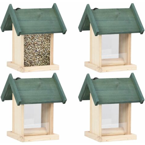 Lot de 4 Mangeoires à oiseaux  Mangeoire Trémie Bois de sapin 32623