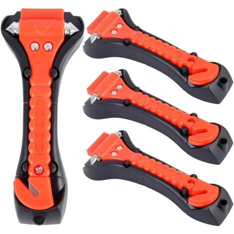 Lot de 4 marteaux de sécurité pour voiture, antidérapants, pour briser les vitres en cas d'urgence et s'échapper. Outil coupe-ceinture de sécurité. Kit de survie.-AquaForge